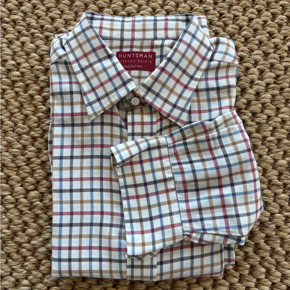 Custom Huntsman Men's Red, Brown, Blue Checkered Shirt